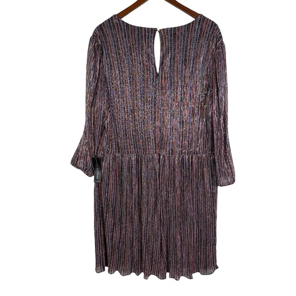 NEW Lane Bryant Metallic Rainbow Midi Dress Size 26W V-Neck Sheer Lined - Picture 5 of 12